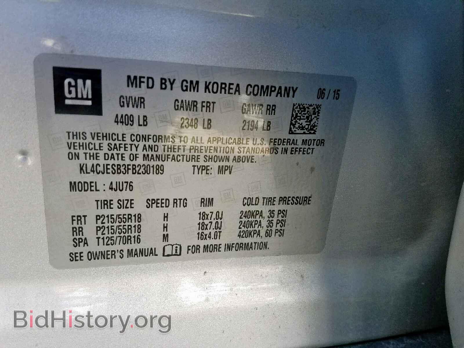 2015 BUICK ENCORE - VIN: KL4CJESB3FB230189 - Photo 10