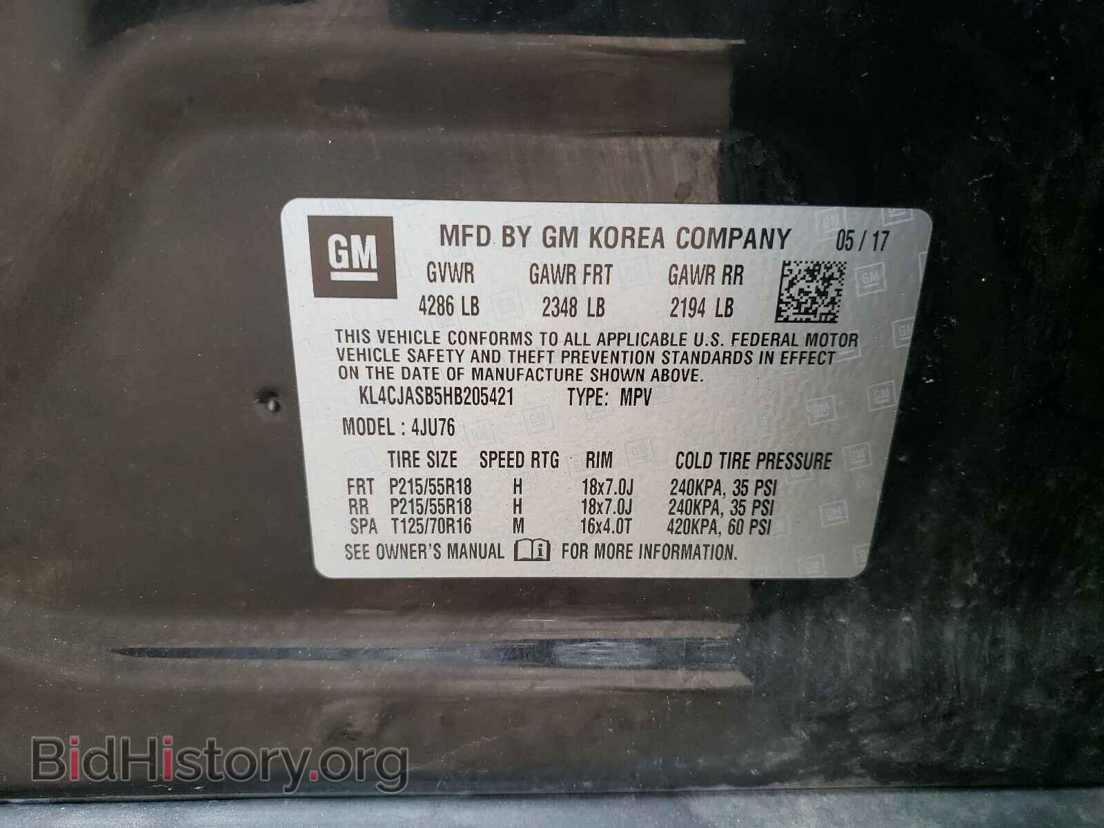 2017 BUICK ENCORE - VIN: KL4CJASB5HB205421 - Фото 10