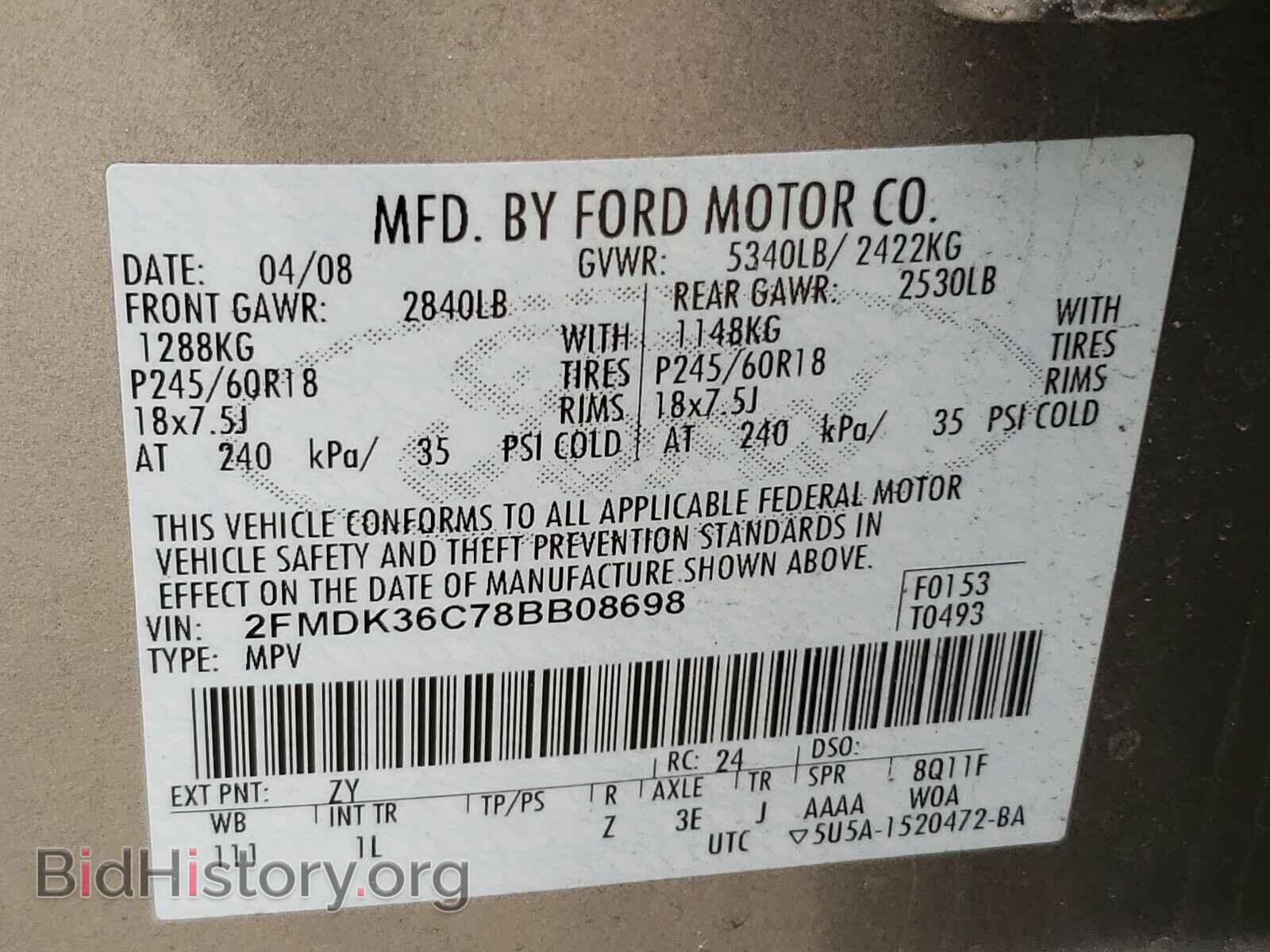 2008 FORD EDGE - VIN: 2FMDK36C78BB08698 - Photo 10