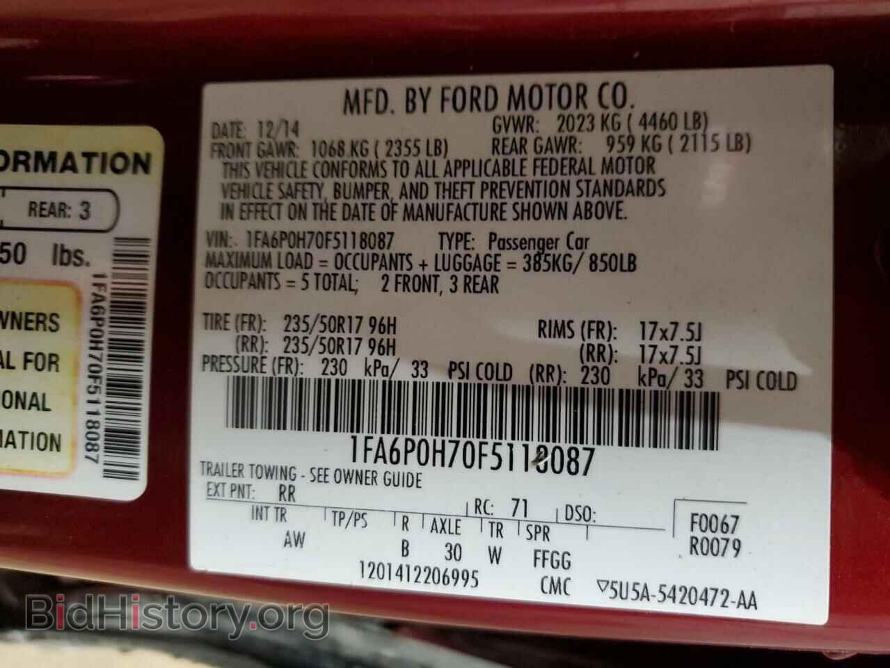 2015 FORD FUSION - VIN: 1FA6P0H70F5118087 - Фото 12