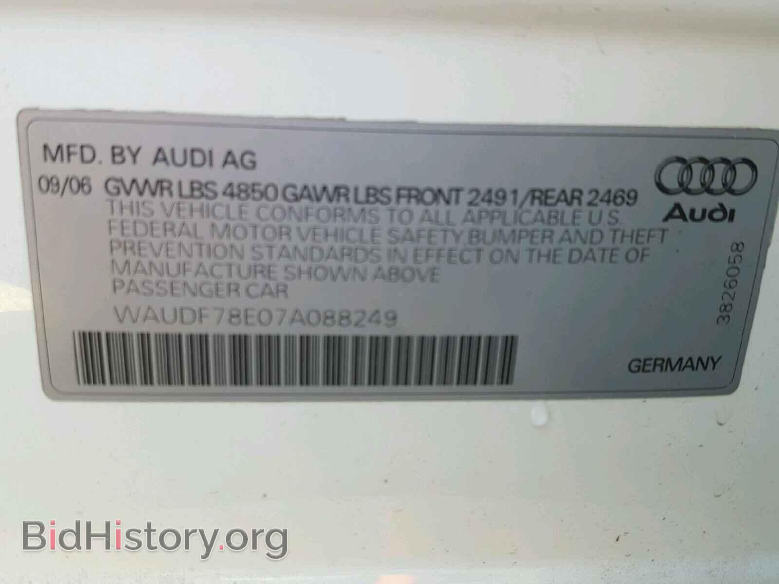 2007 AUDI A4 - VIN: WAUDF78E07A088249 - Фото 10
