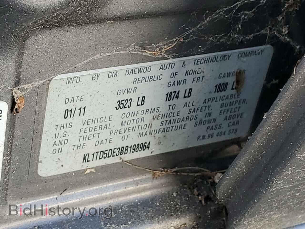 2011 CHEVROLET AVEO - VIN: KL1TD5DE3BB198964 - Фото 12