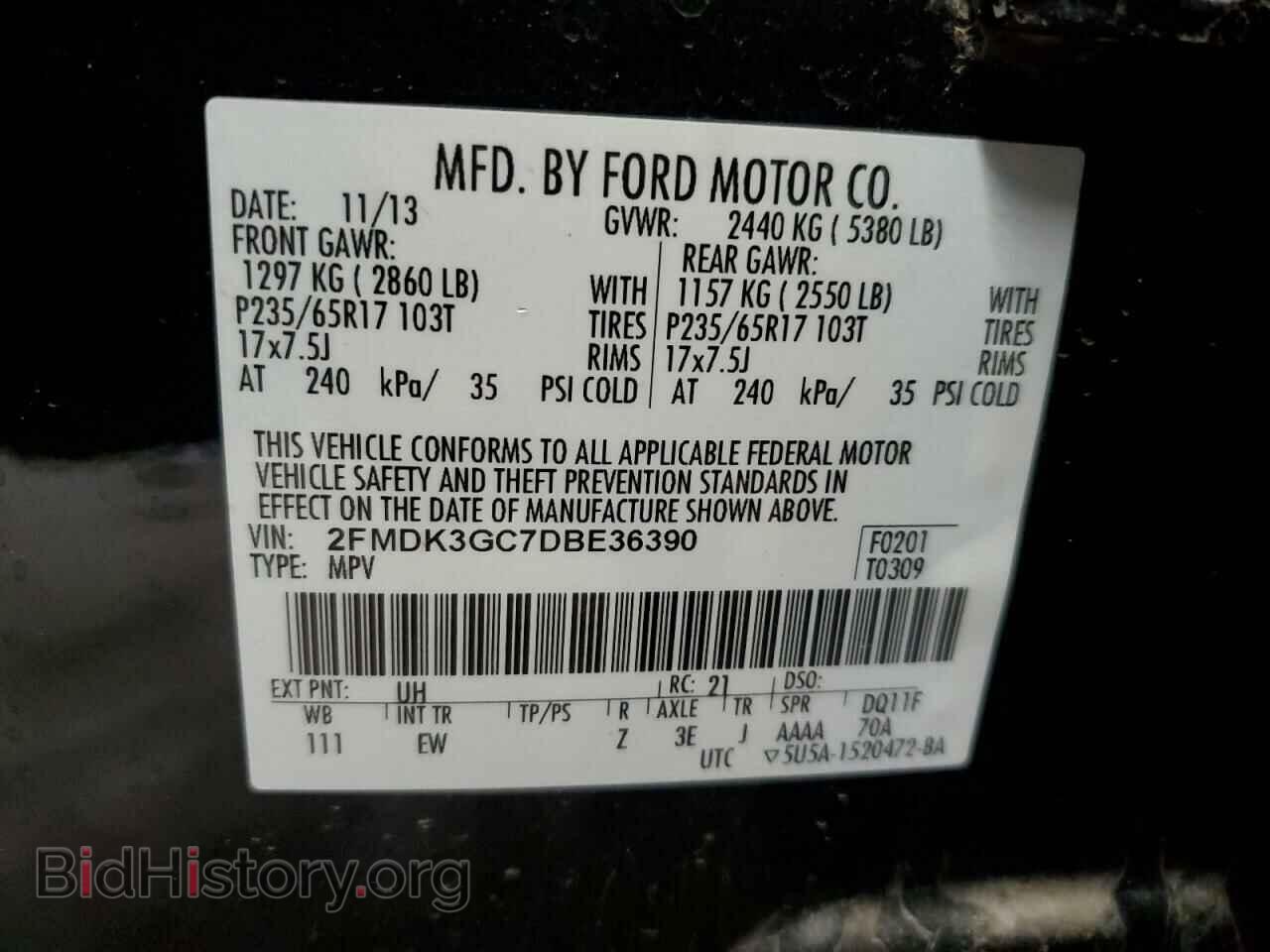 2013 FORD EDGE - VIN: 2FMDK3GC7DBE36390 - Фото 14