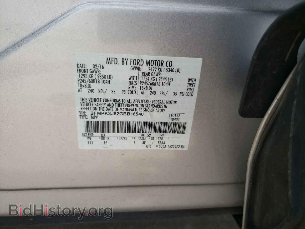 2016 FORD EDGE - VIN: 2FMPK3J82GBB18540 - Photo 10