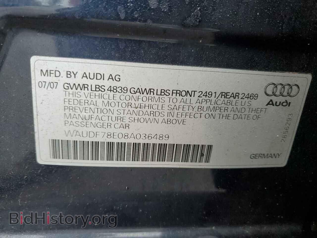 2008 AUDI A4 - VIN: WAUDF78E08A036489 - Фото 12