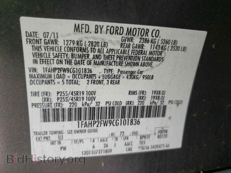2012 Ford TAURUS (VIN 1FAHP2FW9CG101836) — photo 10 of 10