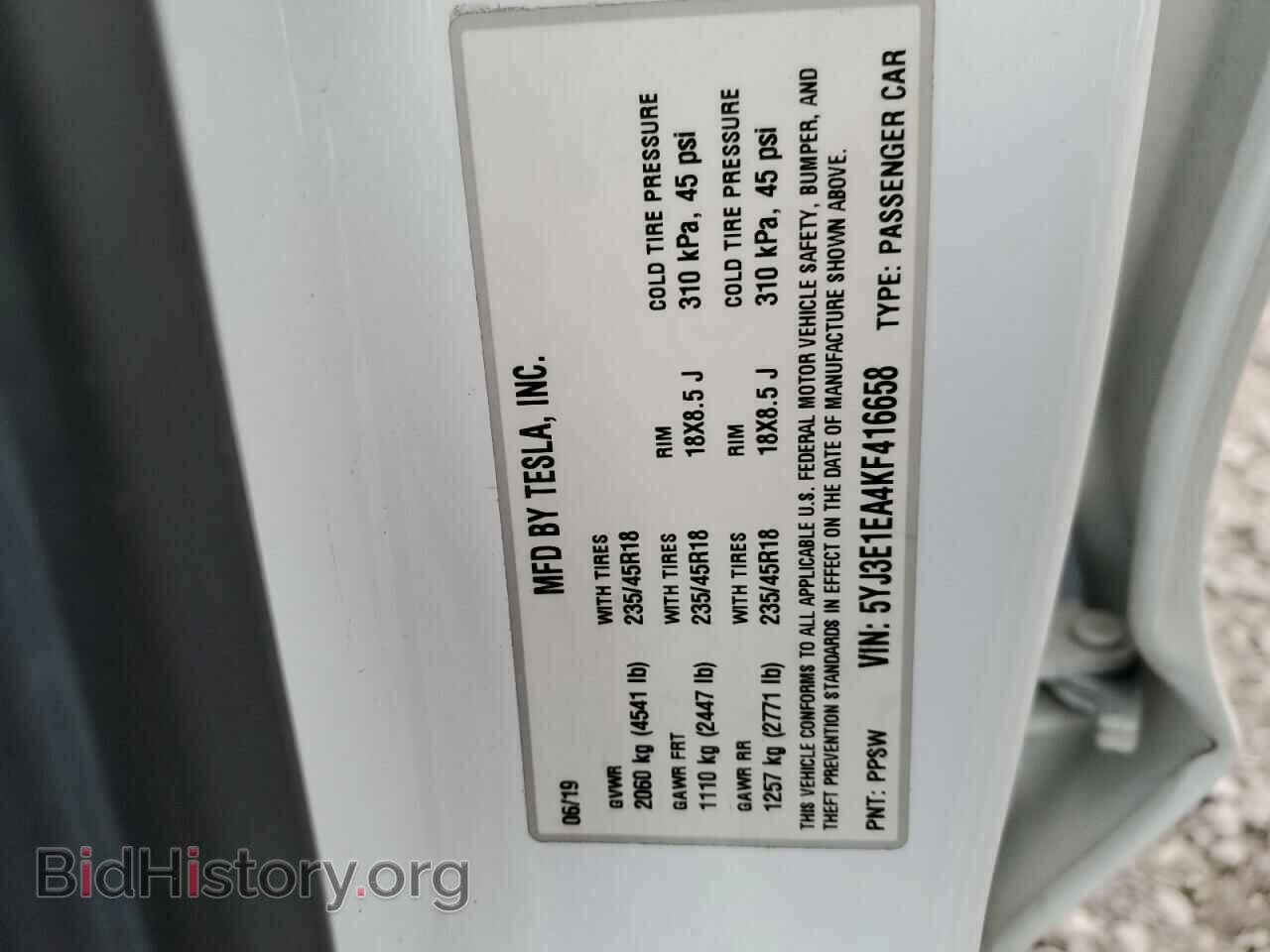 2019 TESLA MODEL 3 - VIN: 5YJ3E1EA4KF416658 - Photo 12