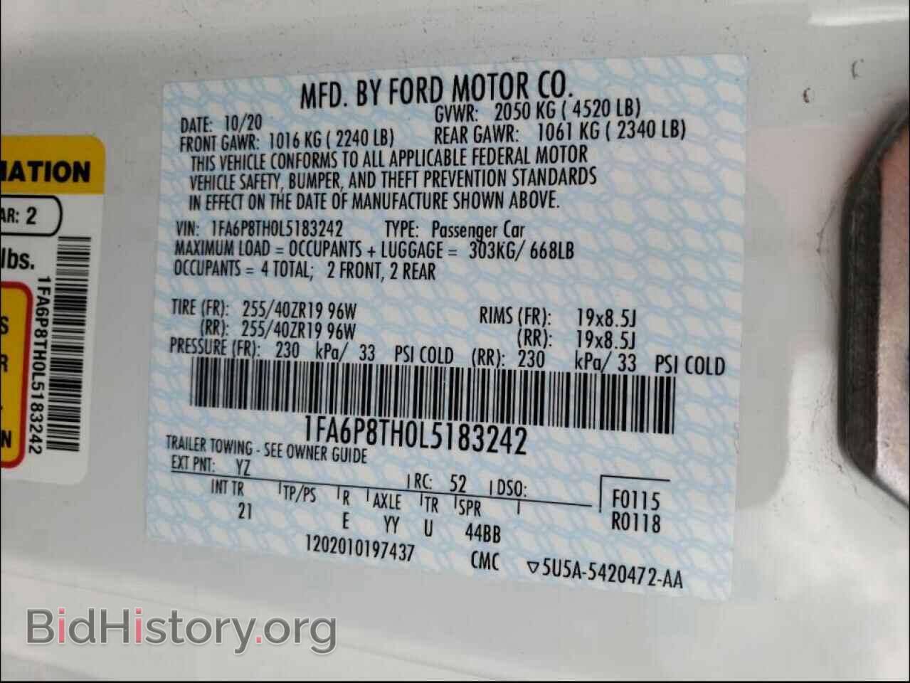 2020 FORD MUSTANG - VIN: 1FA6P8TH0L5183242 - Фото 10