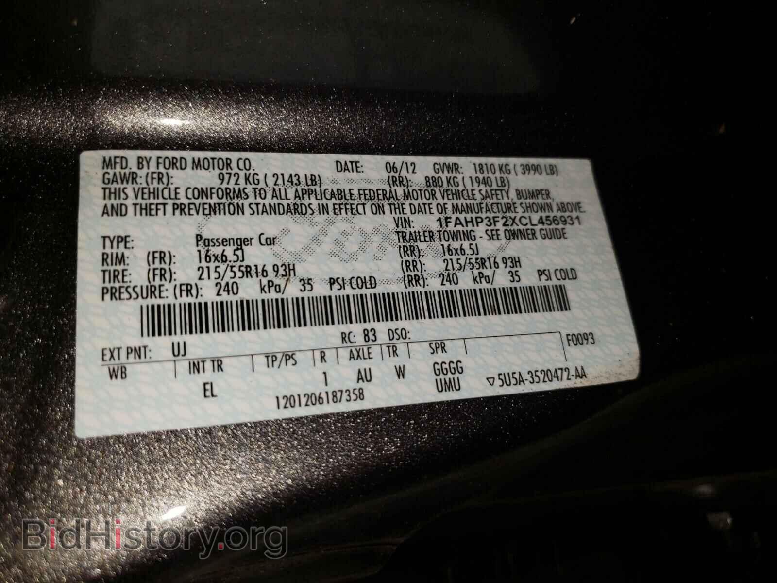 2012 FORD FOCUS - VIN: 1FAHP3F2XCL456931 - Фото 10