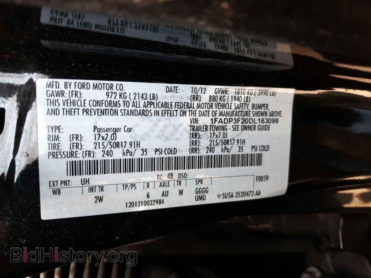 2013 FORD FOCUS - VIN: 1FADP3F20DL163099 - Фото 10