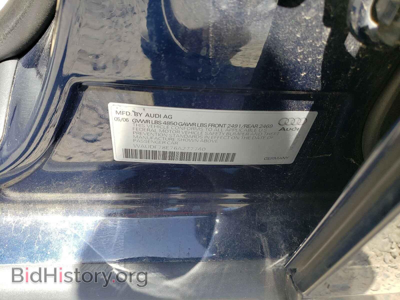 2006 AUDI A4 - VIN: WAUDF78E76A277740 - Фото 10