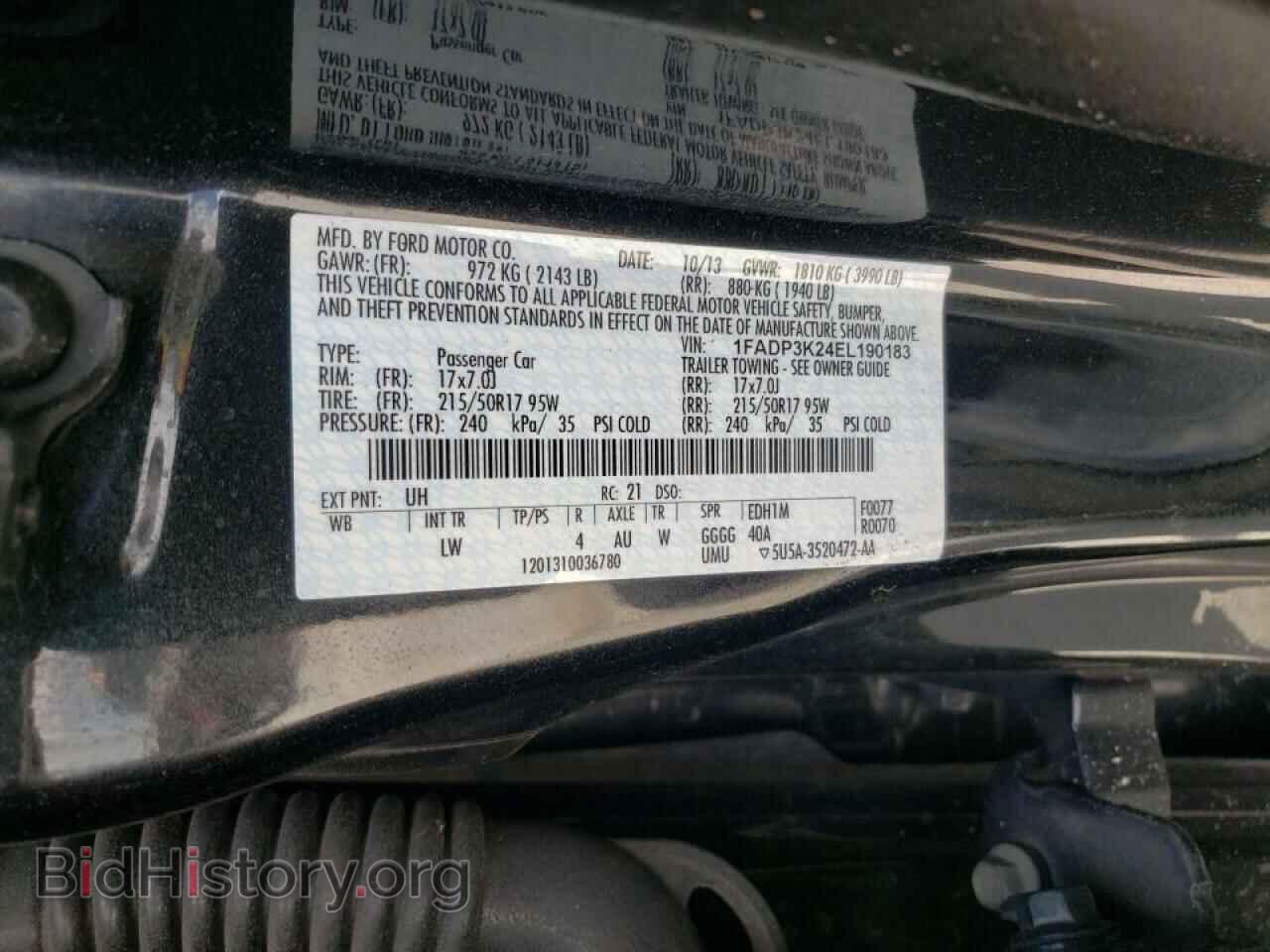 2014 FORD FOCUS - VIN: 1FADP3K24EL190183 - Фото 10