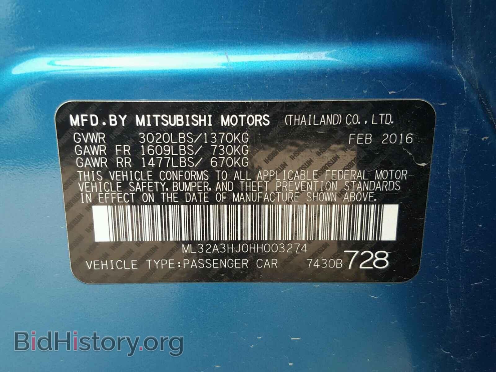 2017 MITSUBISHI MIRAGE - VIN: ML32A3HJ0HH003274 - Фото 10