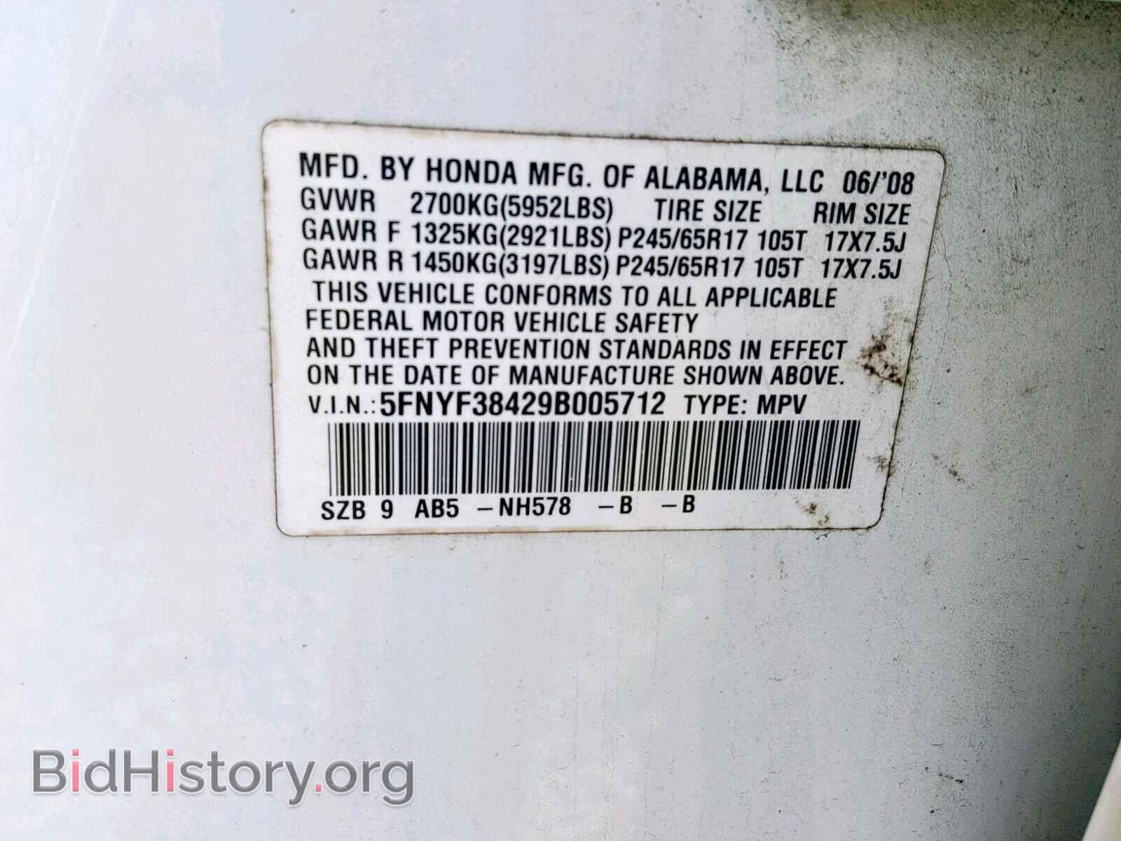 2009 HONDA PILOT EX - VIN: 5FNYF38429B005712 - Фото 10