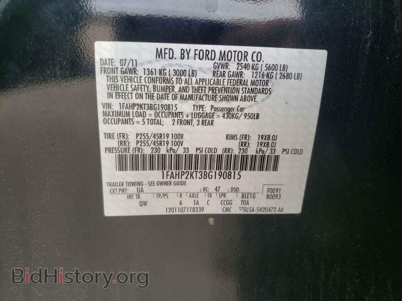 2011 FORD TAURUS - VIN: 1FAHP2KT3BG190815 - Photo 10