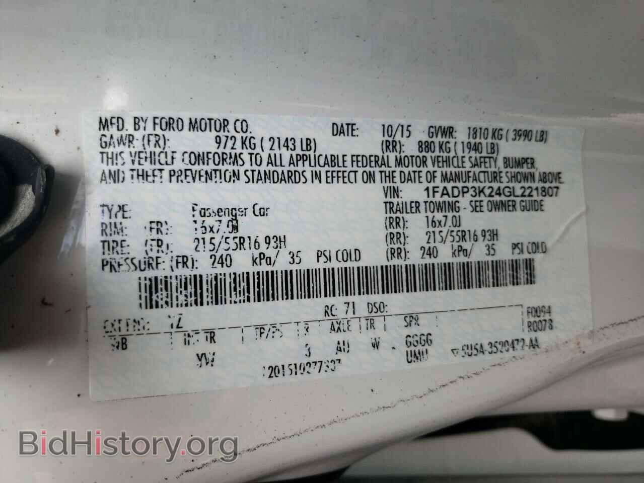 2016 FORD FOCUS - VIN: 1FADP3K24GL221807 - Фото 10