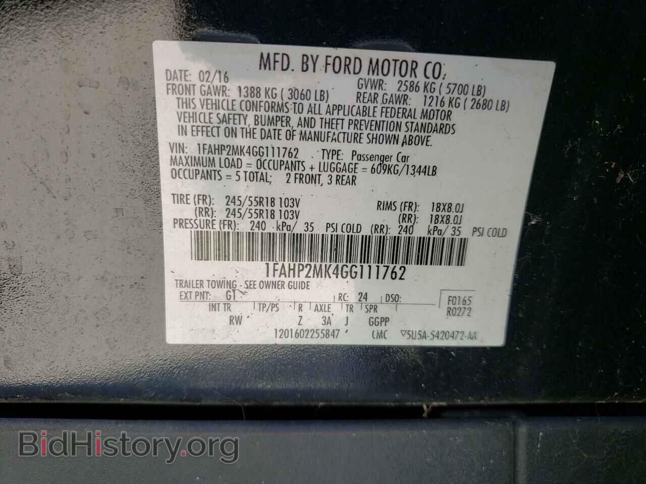 2016 FORD TAURUS - VIN: 1FAHP2MK4GG111762 - Фото 10