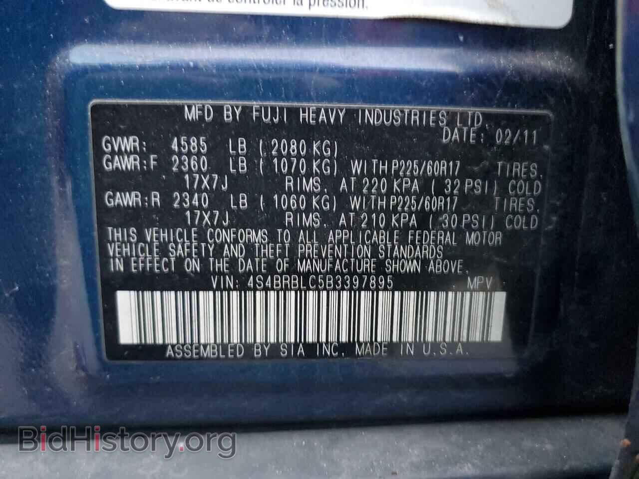 2011 SUBARU OUTBACK - VIN: 4S4BRBLC5B3397895 - Photo 13