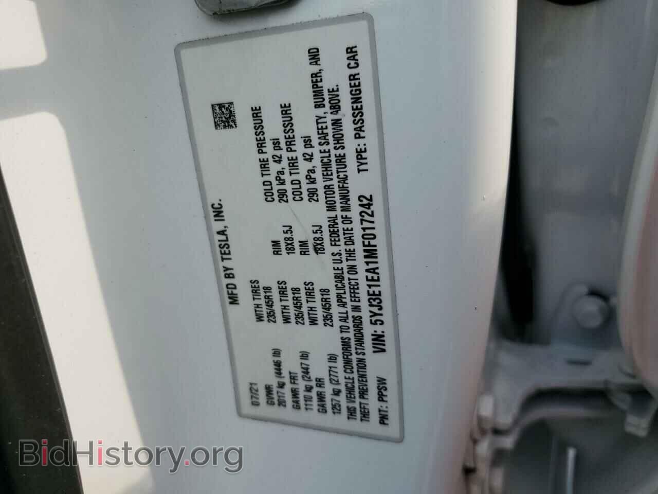 2021 TESLA MODEL 3 - VIN: 5YJ3E1EA1MF017242 - Фото 12