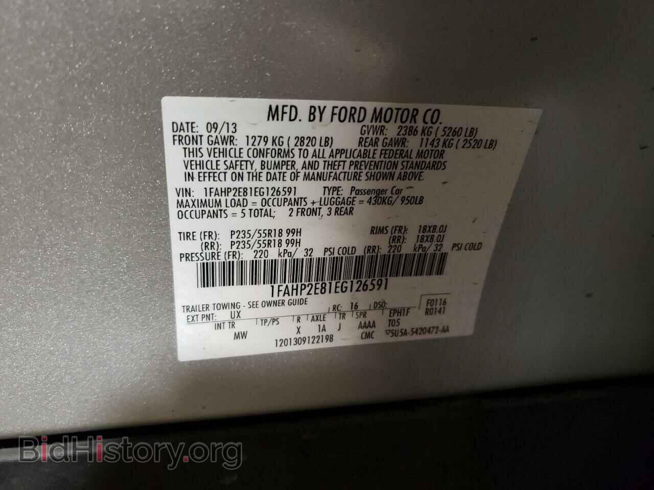 2014 FORD TAURUS - VIN: 1FAHP2E81EG126591 - Фото 12