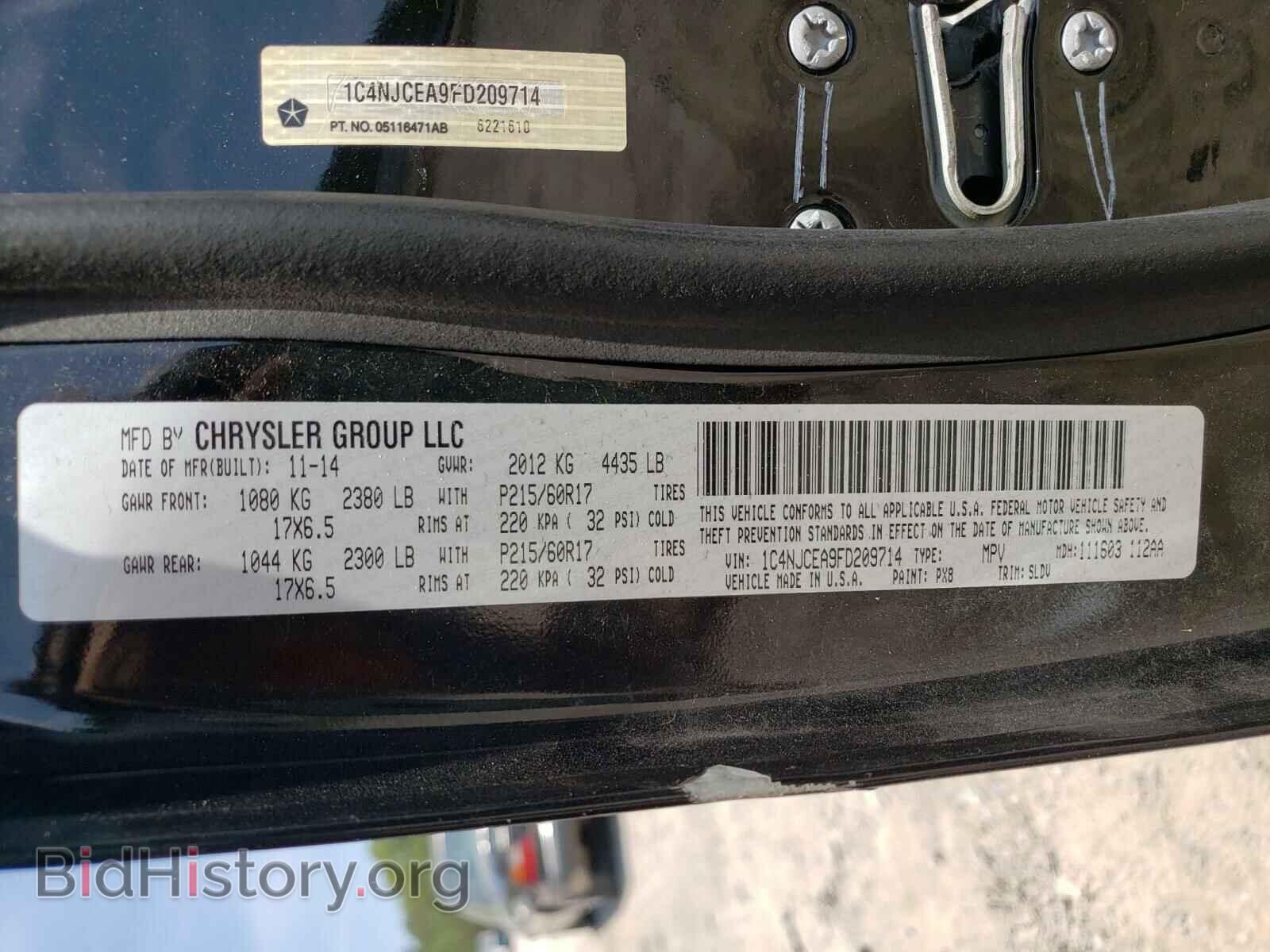 2015 JEEP COMPASS - VIN: 1C4NJCEA9FD209714 - Фото 10