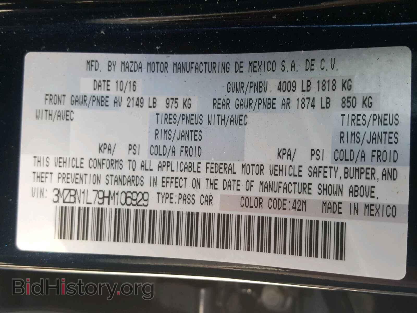 2017 MAZDA 3 - VIN: 3MZBN1L79HM106929 - Photo 10
