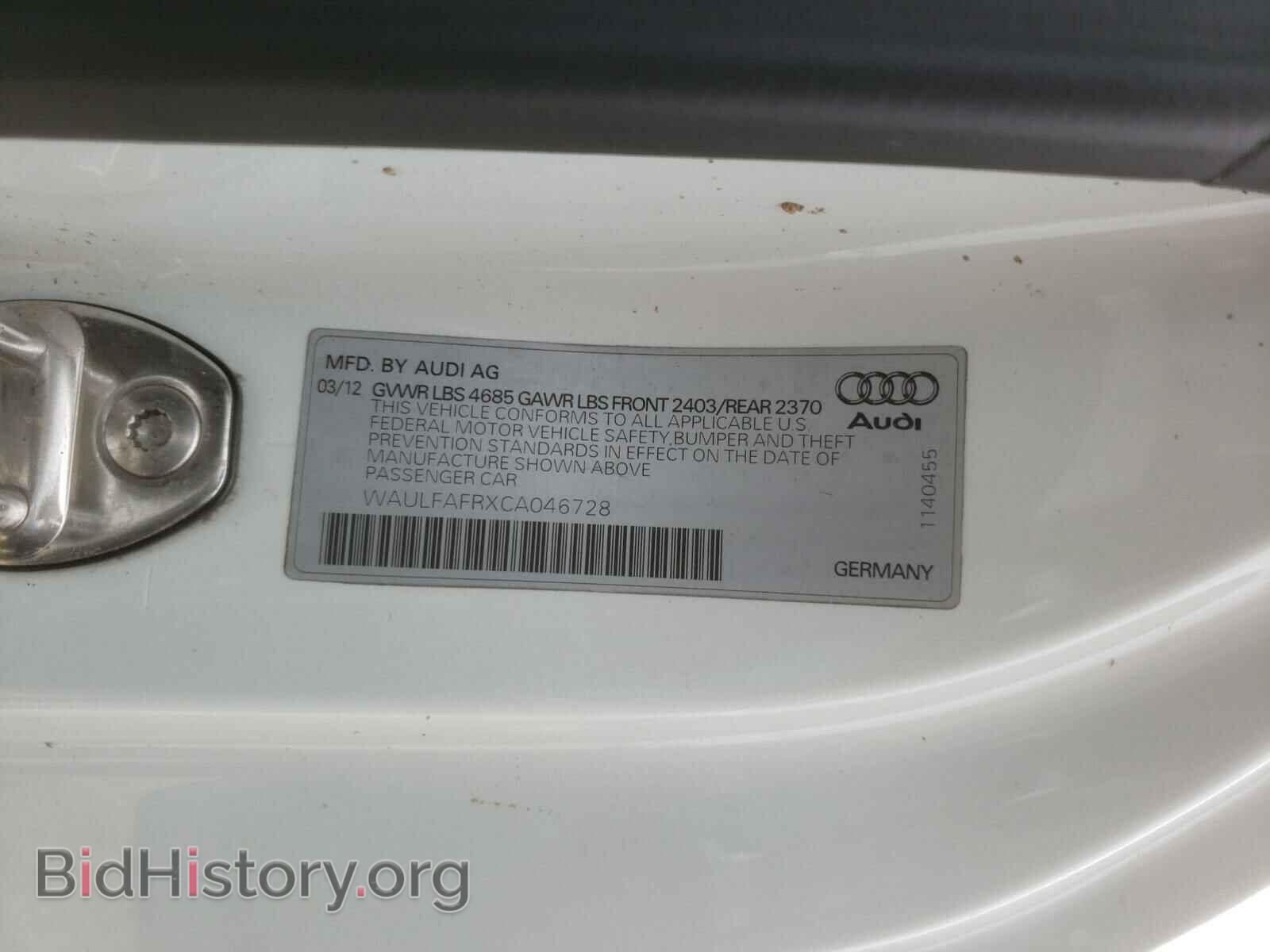 2012 AUDI A5 - VIN: WAULFAFRXCA046728 - Фото 10