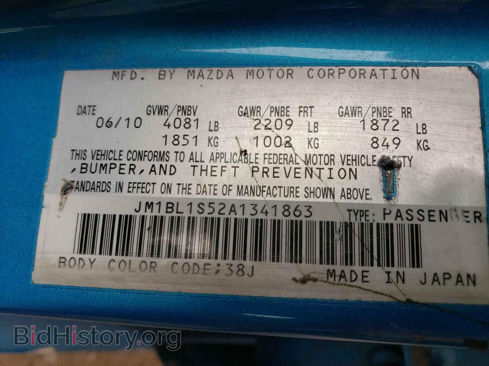 2010 MAZDA 3 - VIN: JM1BL1S52A1341863 - Фото 10