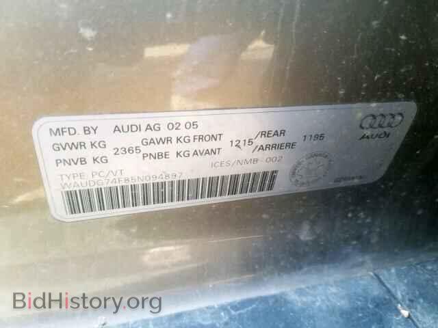 2005 AUDI A6 - VIN: WAUDG74F85N094897 - Фото 10