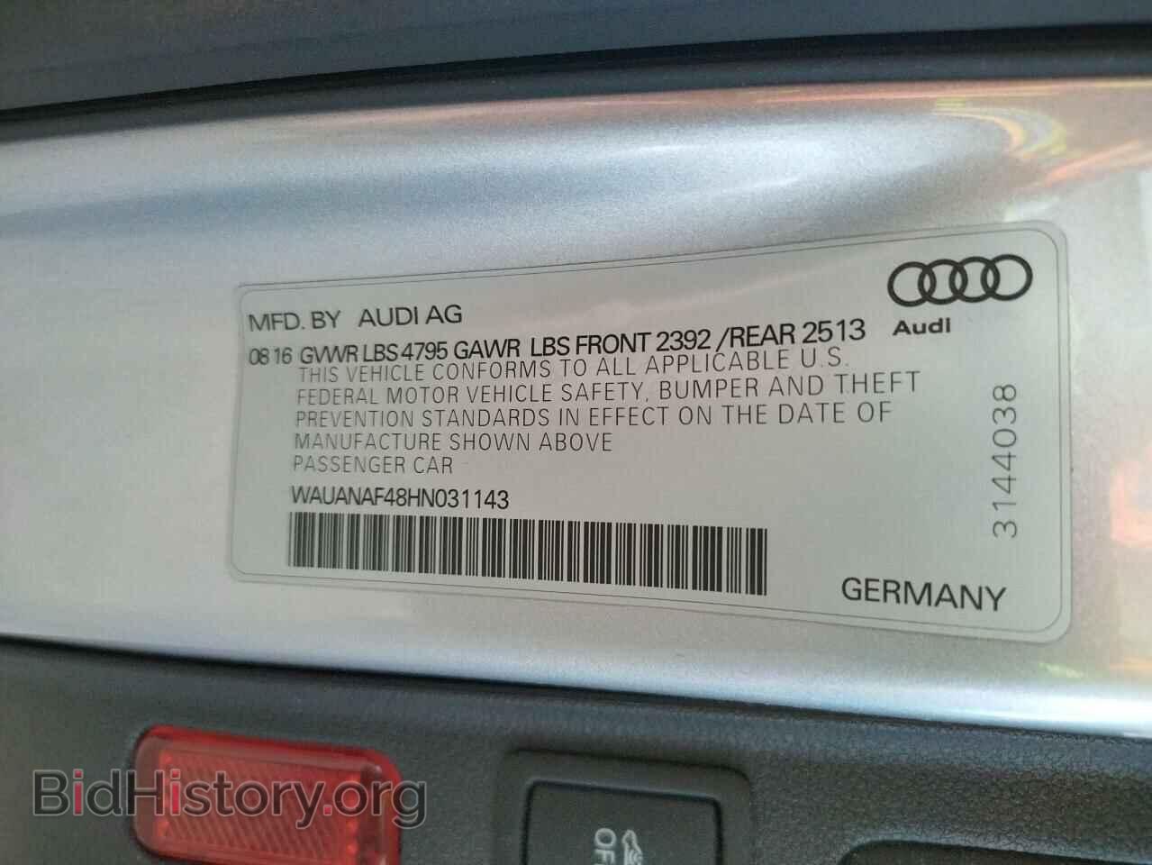 2017 AUDI A4 - VIN: WAUANAF48HN031143 - Фото 12