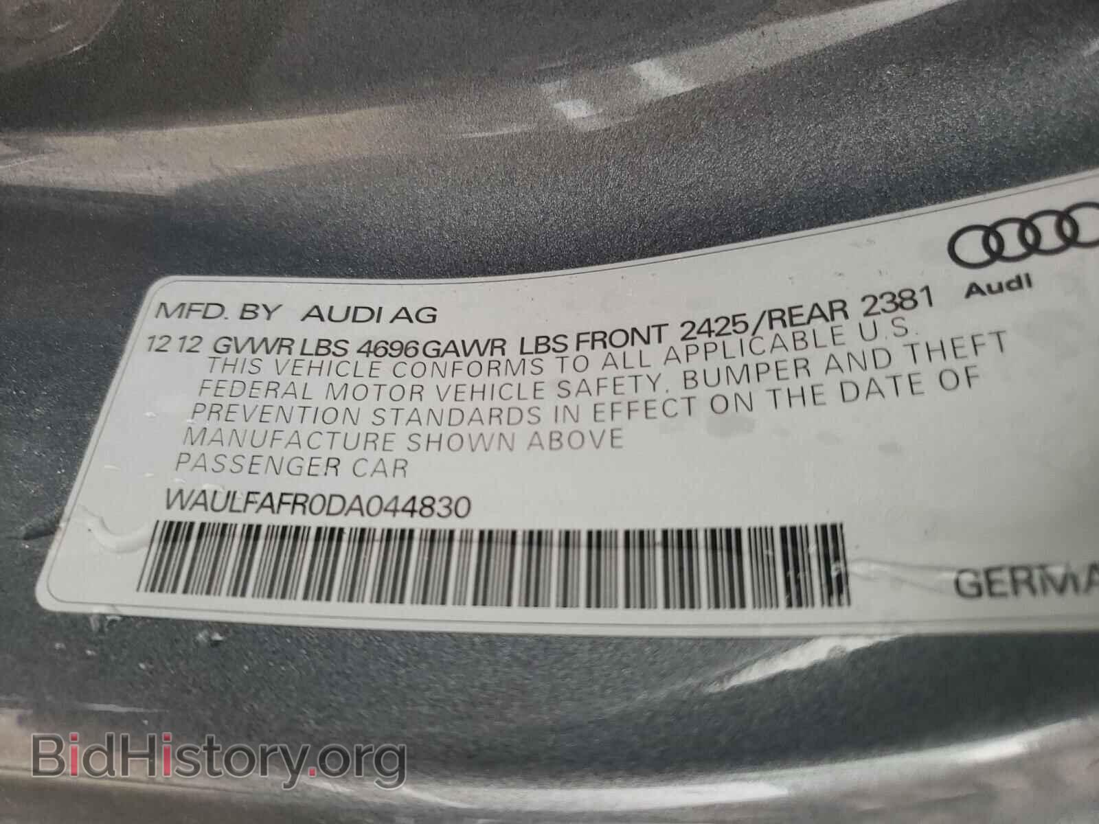 2013 AUDI A5 - VIN: WAULFAFR0DA044830 - Фото 10