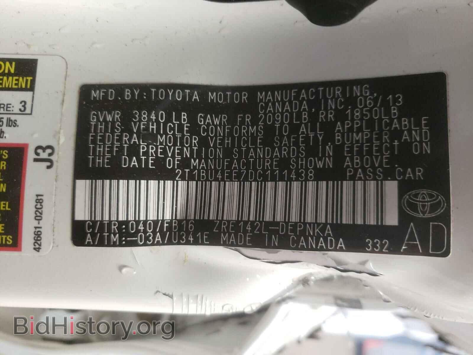 2013 TOYOTA COROLLA - VIN: 2T1BU4EE7DC111438 - Фото 10
