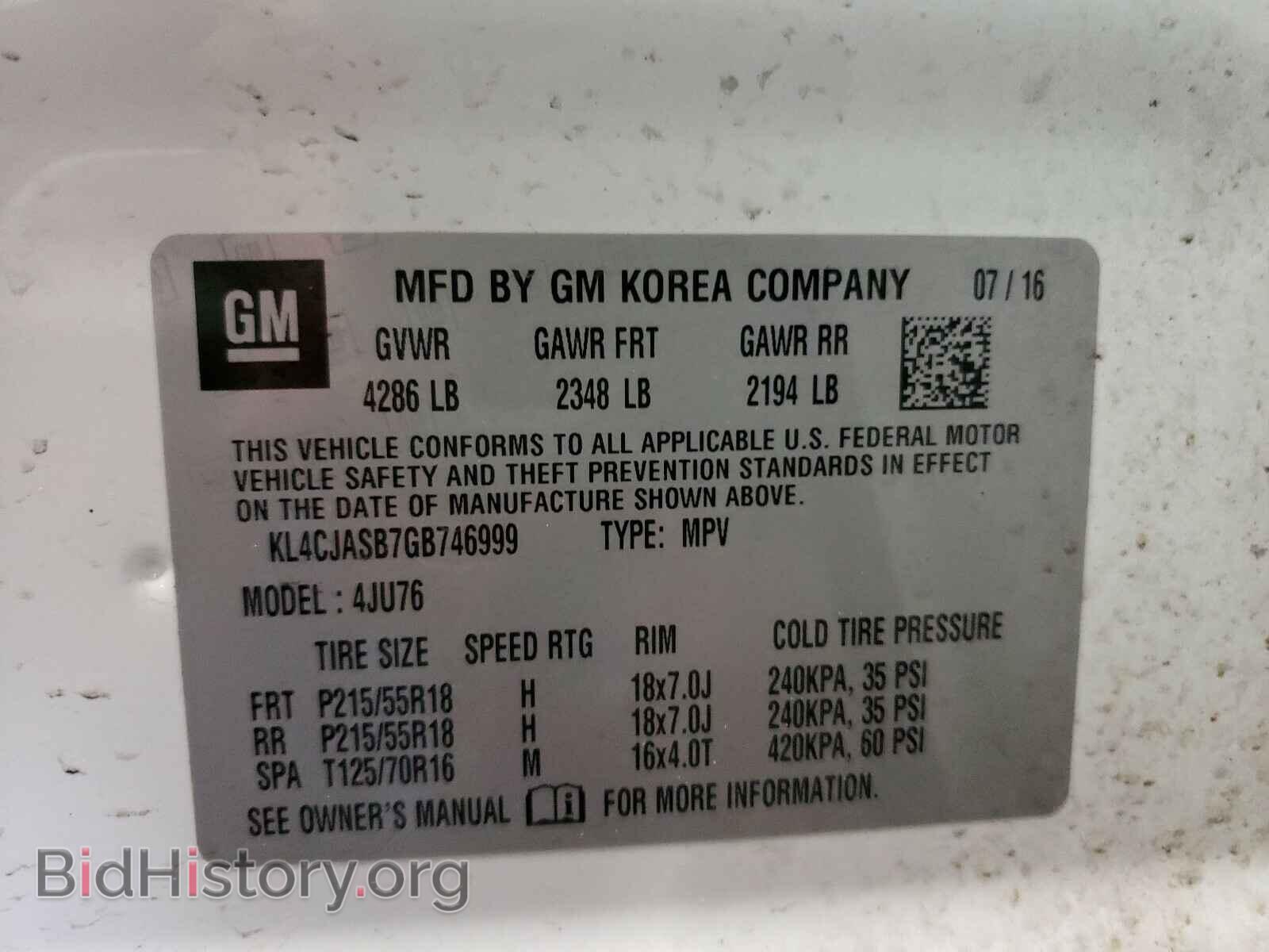 2016 BUICK ENCORE - VIN: KL4CJASB7GB746999 - Photo 10
