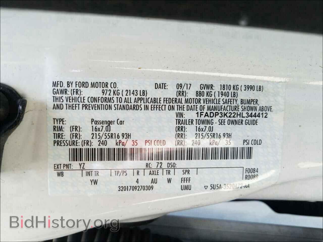 2017 FORD FOCUS - VIN: 1FADP3K22HL344412 - Фото 10