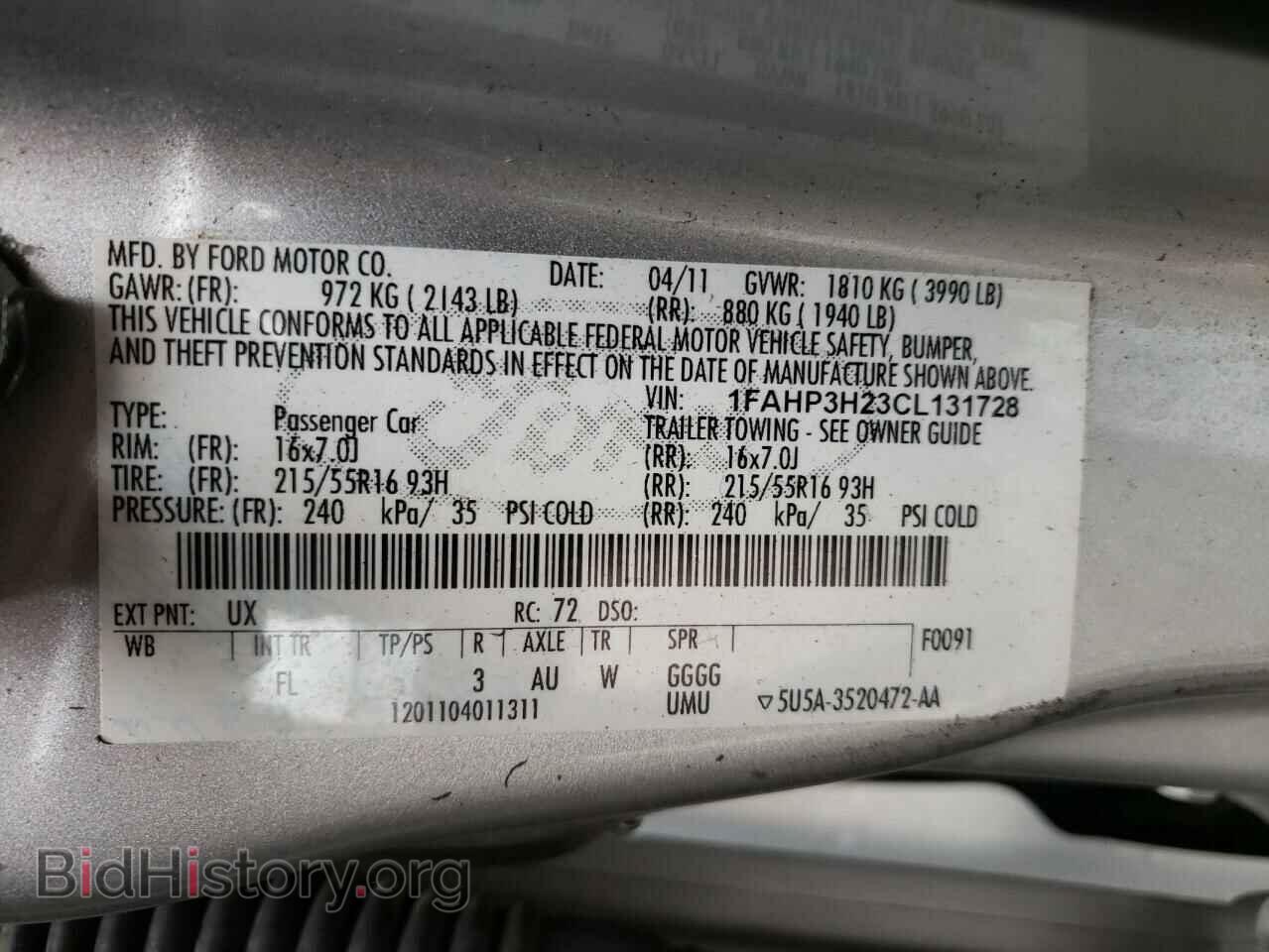 2012 FORD FOCUS - VIN: 1FAHP3H23CL131728 - Фото 10