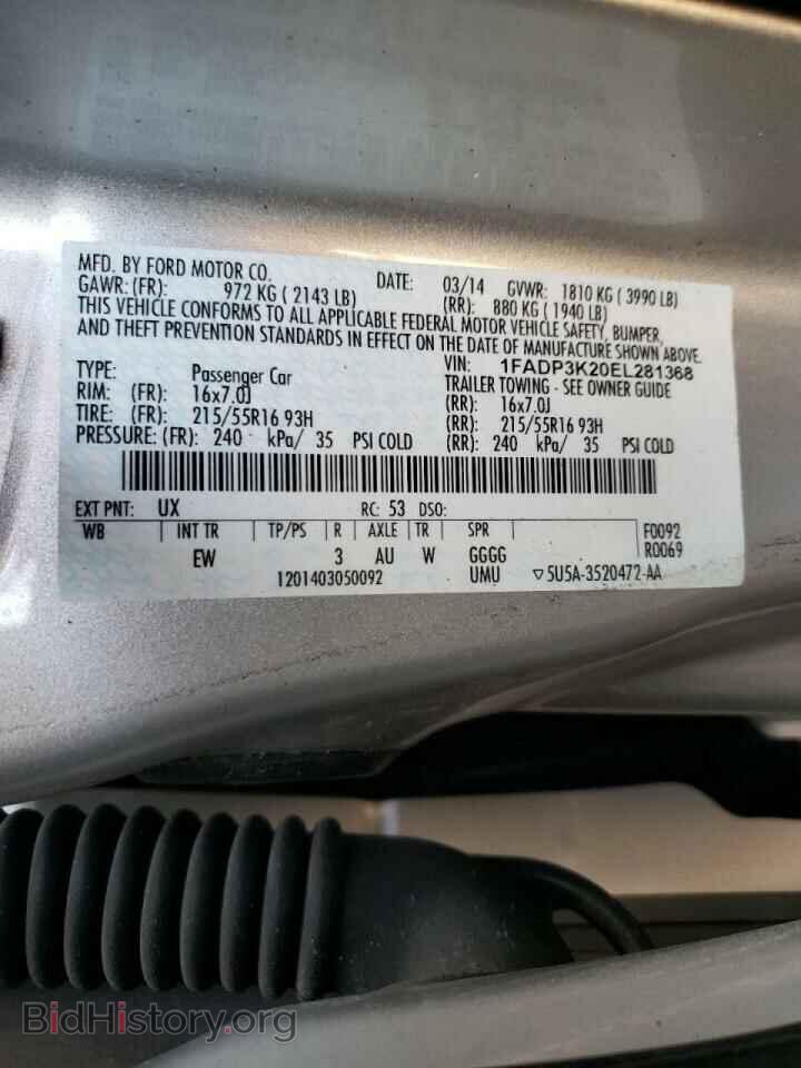 2014 FORD FOCUS - VIN: 1FADP3K20EL281368 - Фото 10
