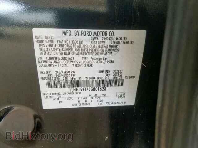 2012 LINCOLN MKS - VIN: 1LNHL9FT7CG801628 - Фото 10