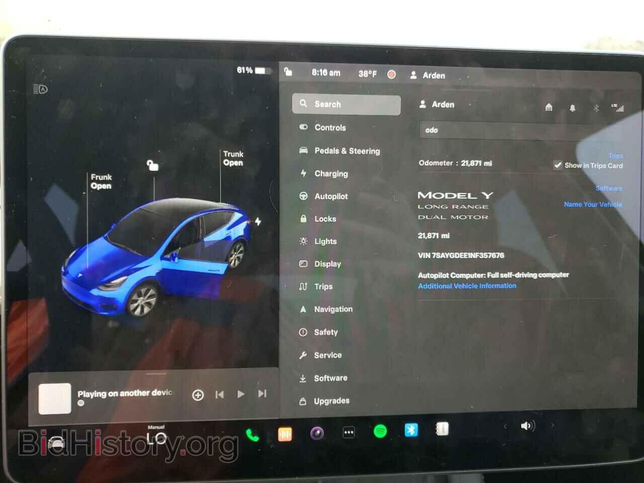 2022 TESLA MODEL Y - VIN: 7SAYGDEE1NF357676 - Фото 9