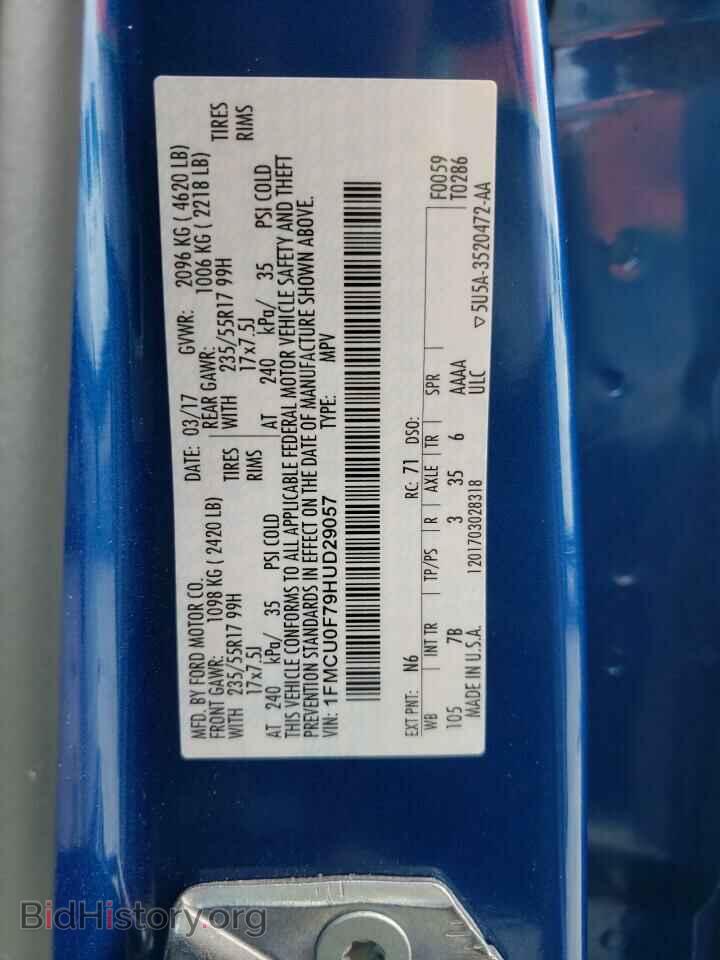 2017 FORD ESCAPE - VIN: 1FMCU0F79HUD29057 - Фото 10