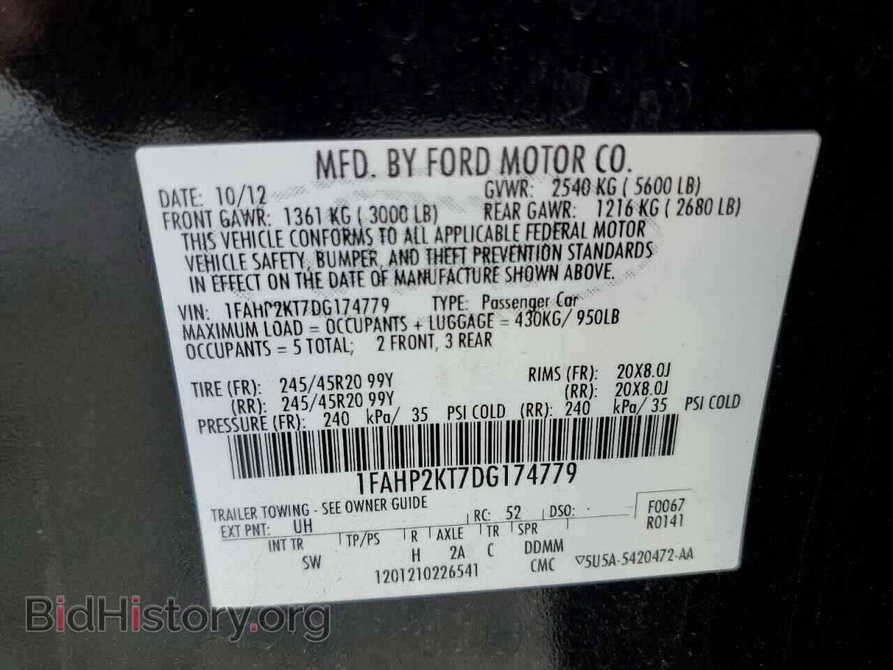 2013 FORD TAURUS - VIN: 1FAHP2KT7DG174779 - Фото 12