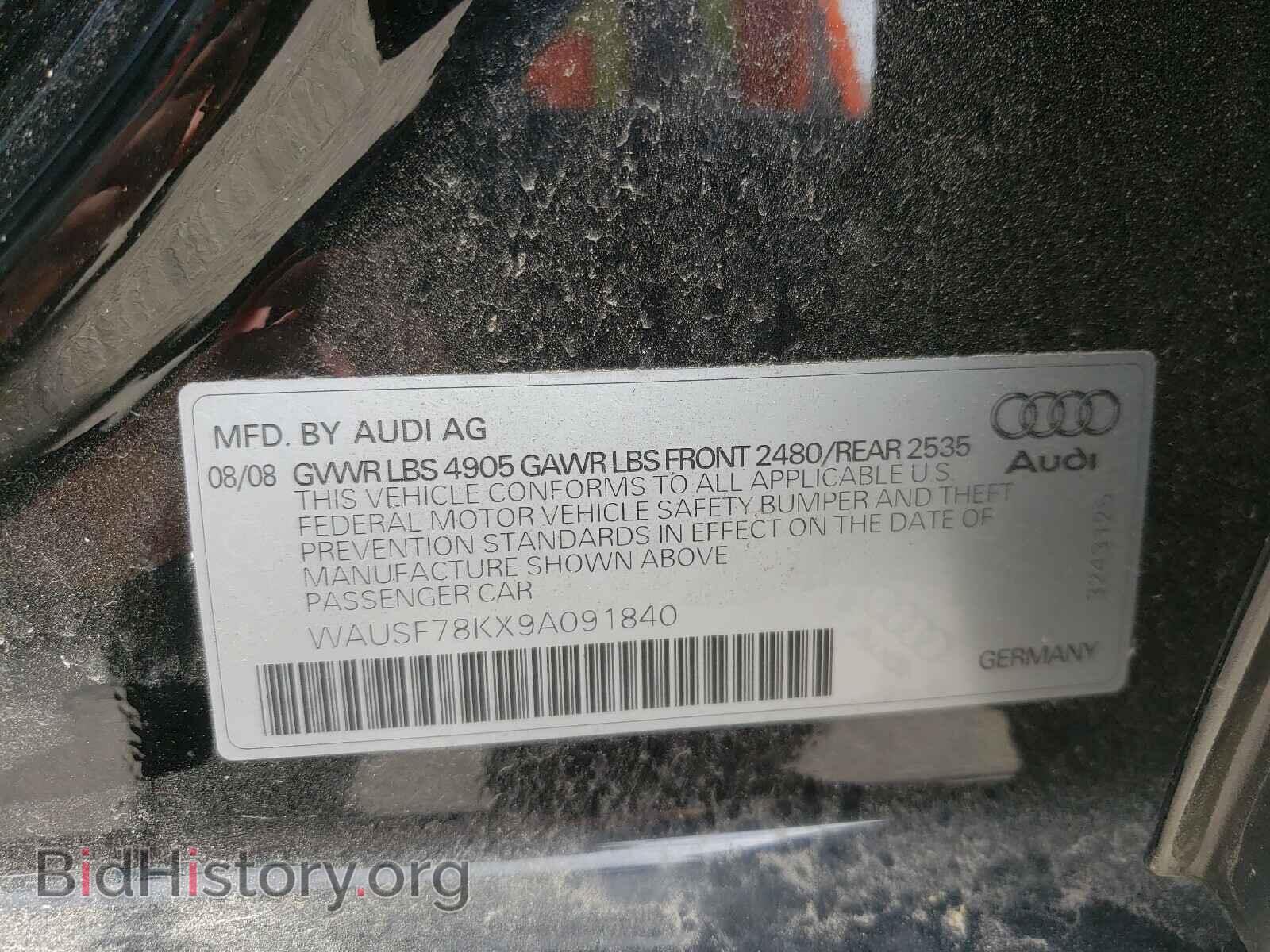 2009 AUDI A4 - VIN: WAUSF78KX9A091840 - Фото 10