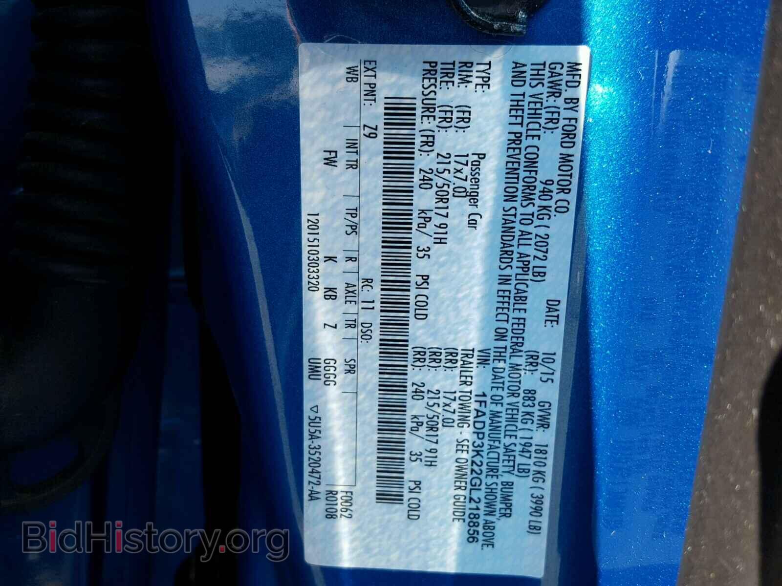 2016 FORD FOCUS - VIN: 1FADP3K22GL218856 - Фото 10