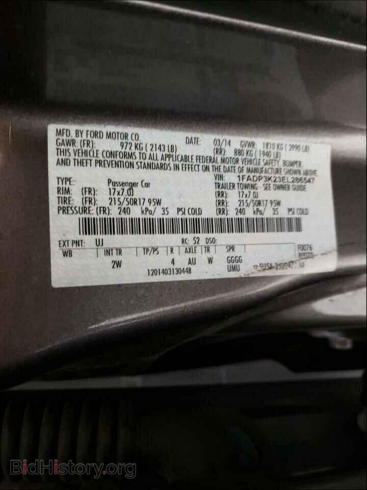 2014 FORD FOCUS - VIN: 1FADP3K23EL286547 - Фото 10