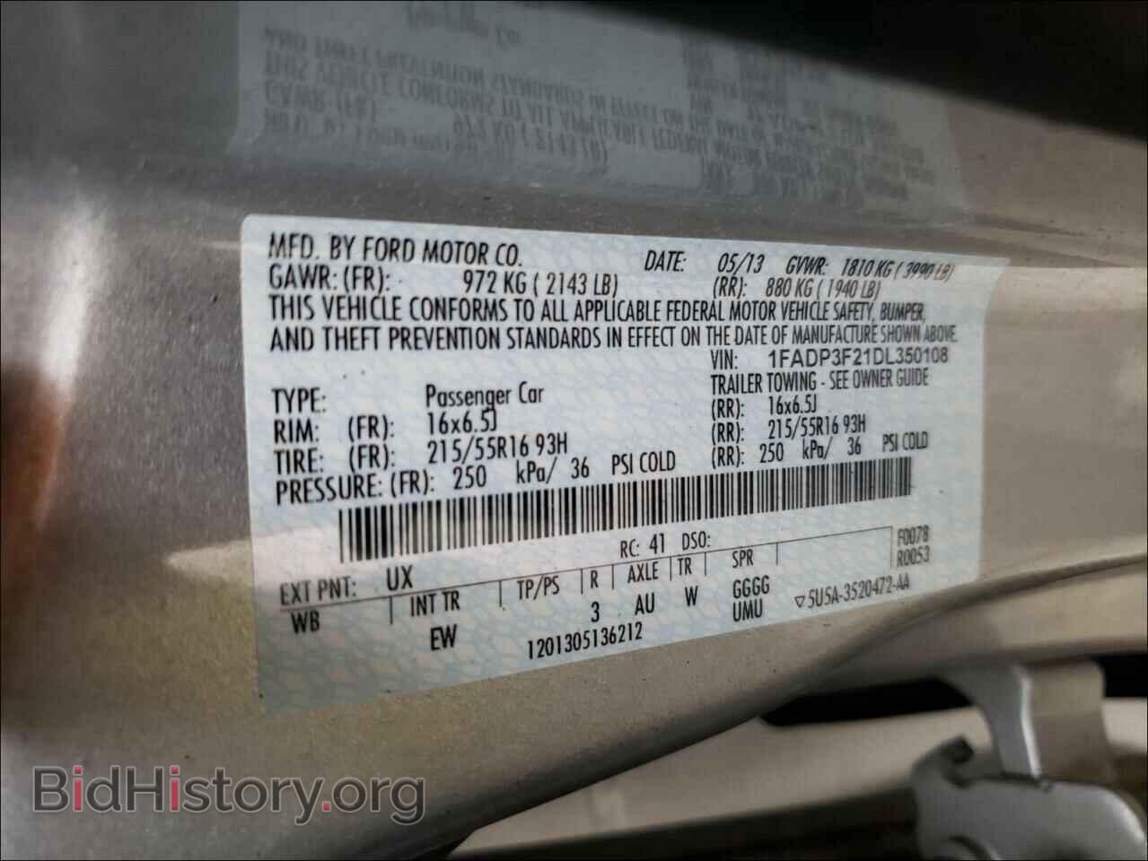 2013 FORD FOCUS - VIN: 1FADP3F21DL350108 - Фото 10