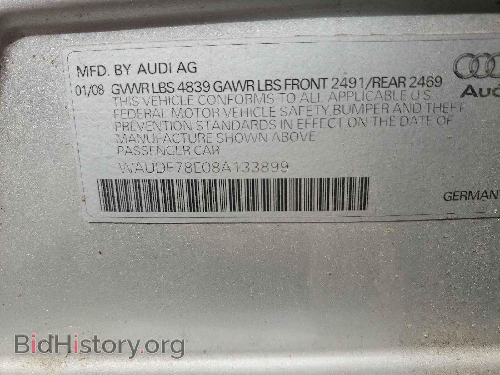 2008 AUDI A4 - VIN: WAUDF78E08A133899 - Фото 10