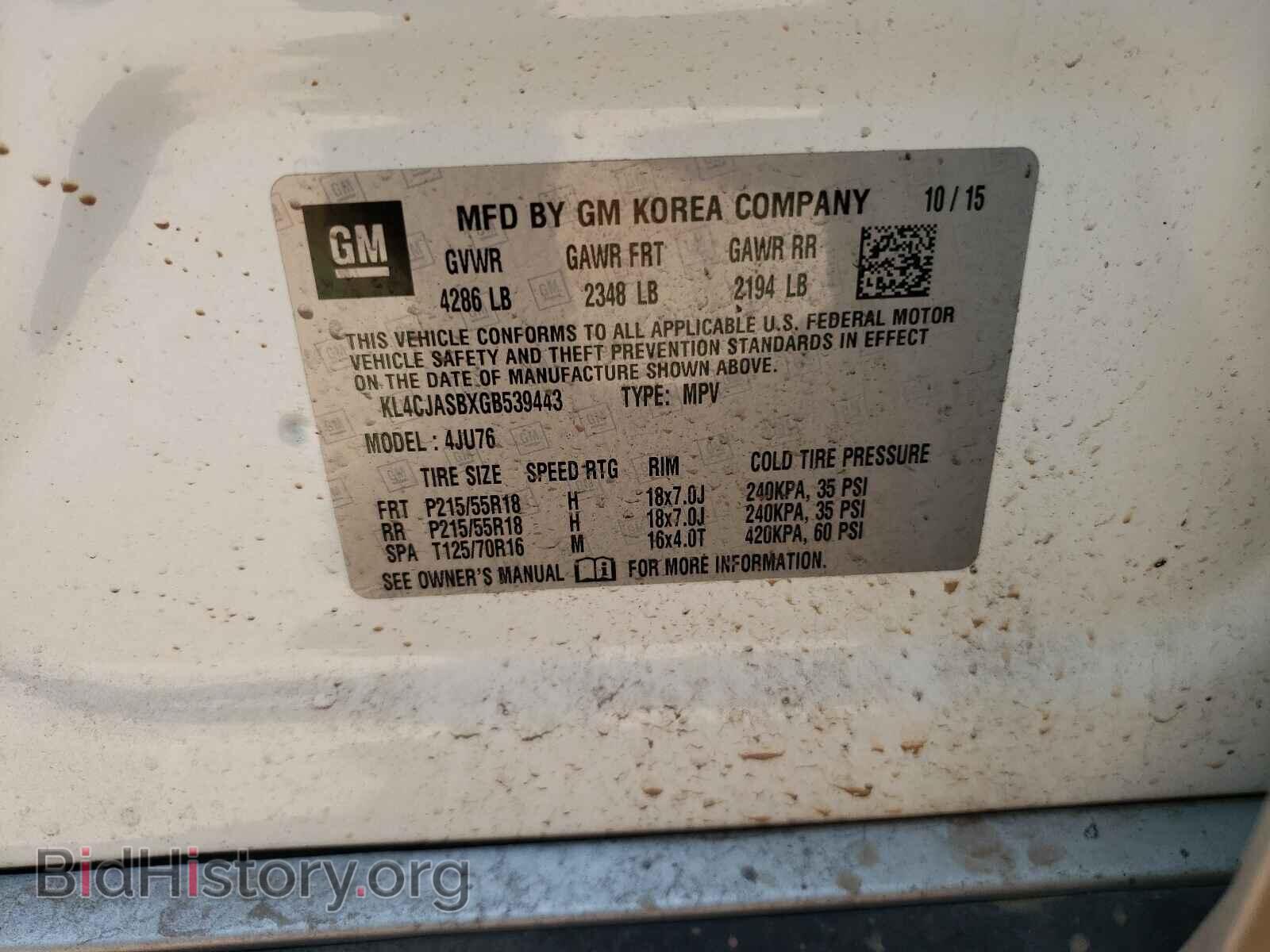 2016 BUICK ENCORE - VIN: KL4CJASBXGB539443 - Photo 10