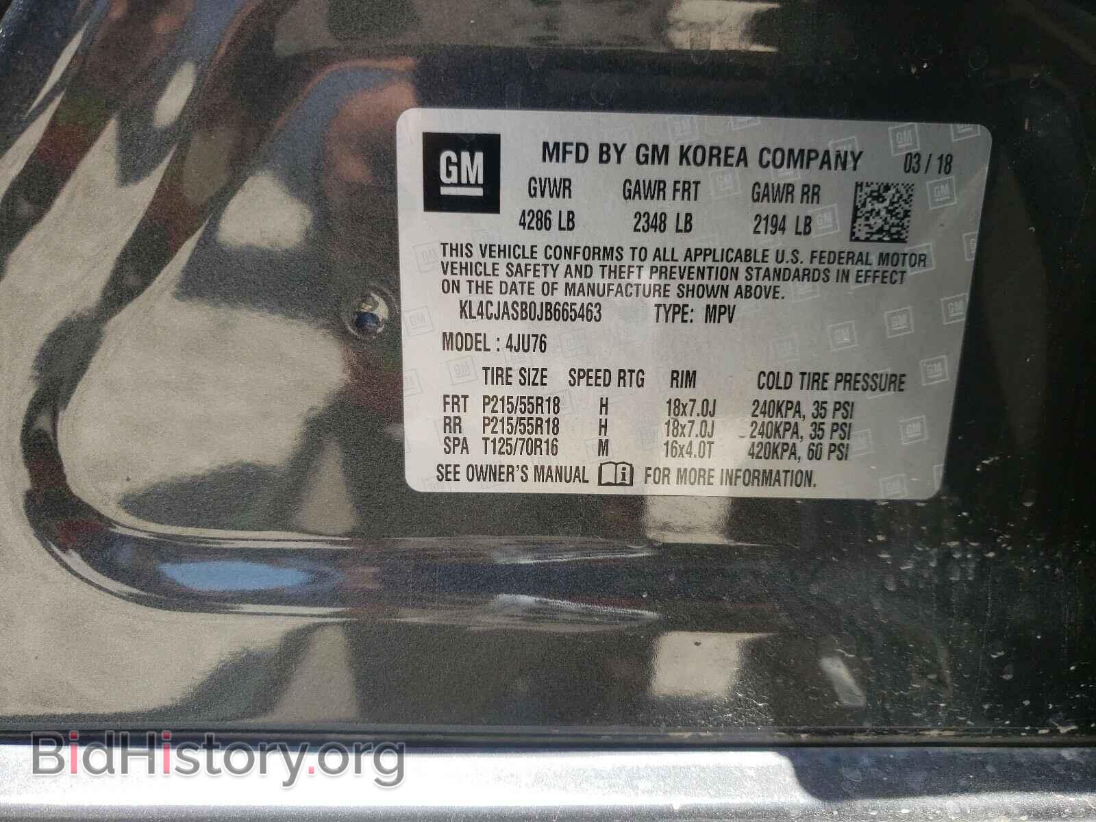 2018 BUICK ENCORE - VIN: KL4CJASB0JB665463 - Фото 10