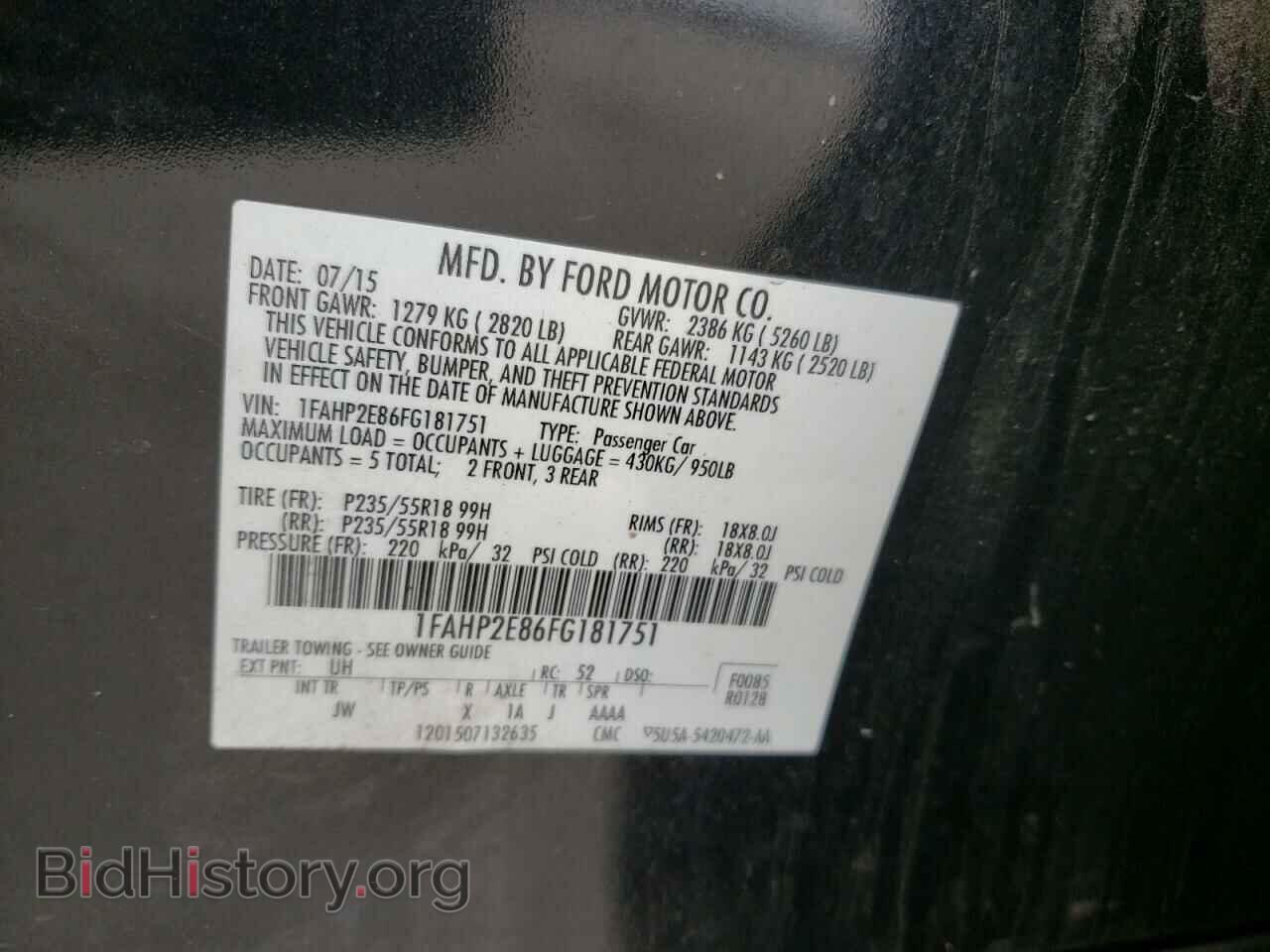 2015 FORD TAURUS - VIN: 1FAHP2E86FG181751 - Photo 10