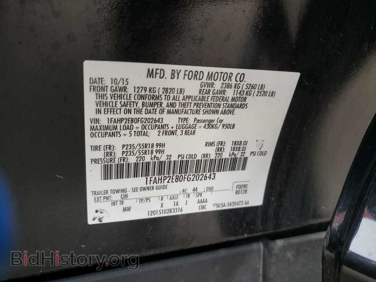 2015 FORD TAURUS - VIN: 1FAHP2E80FG202643 - Фото 10