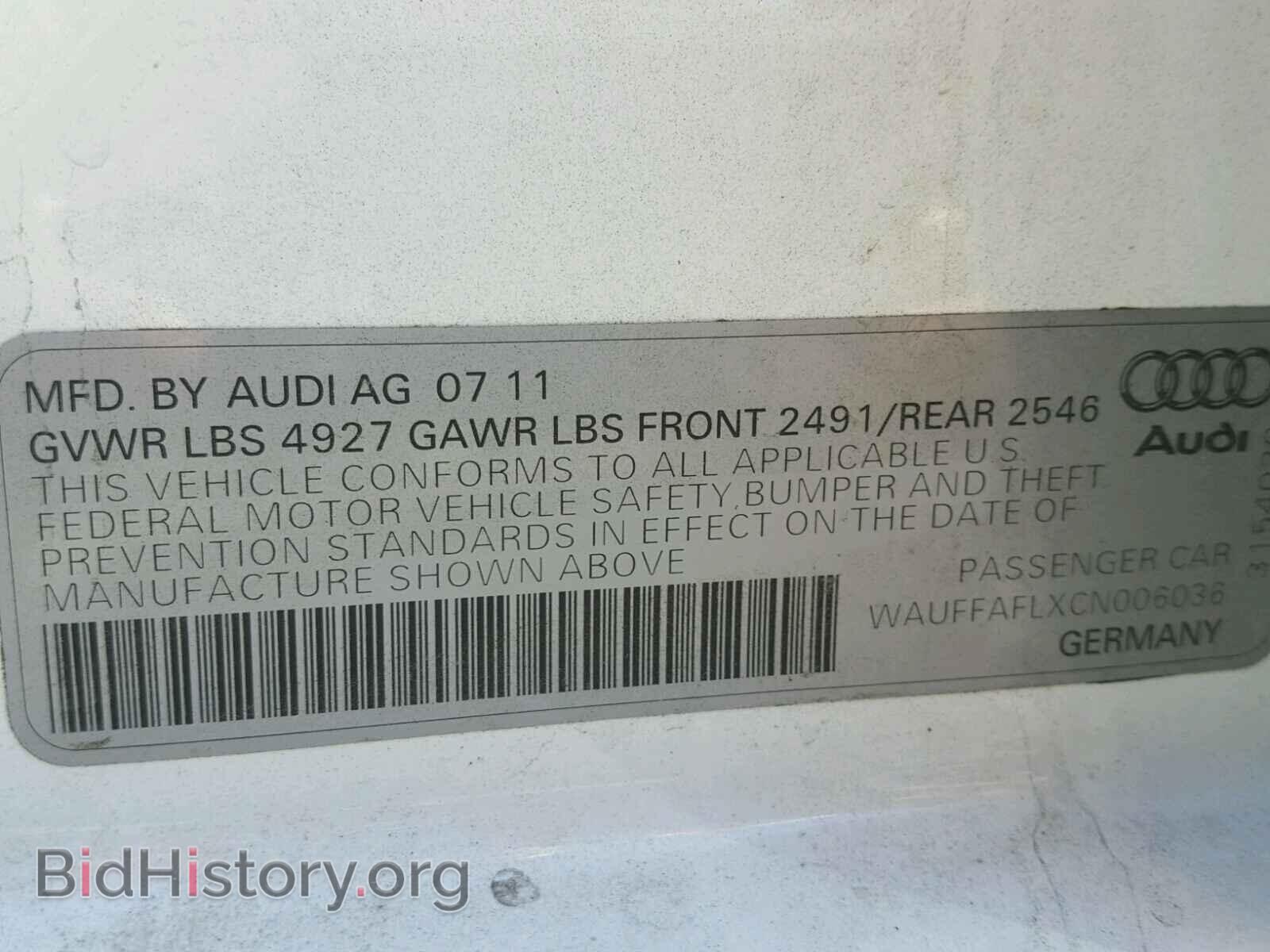2012 AUDI A4 - VIN: WAUFFAFLXCN006036 - Photo 10